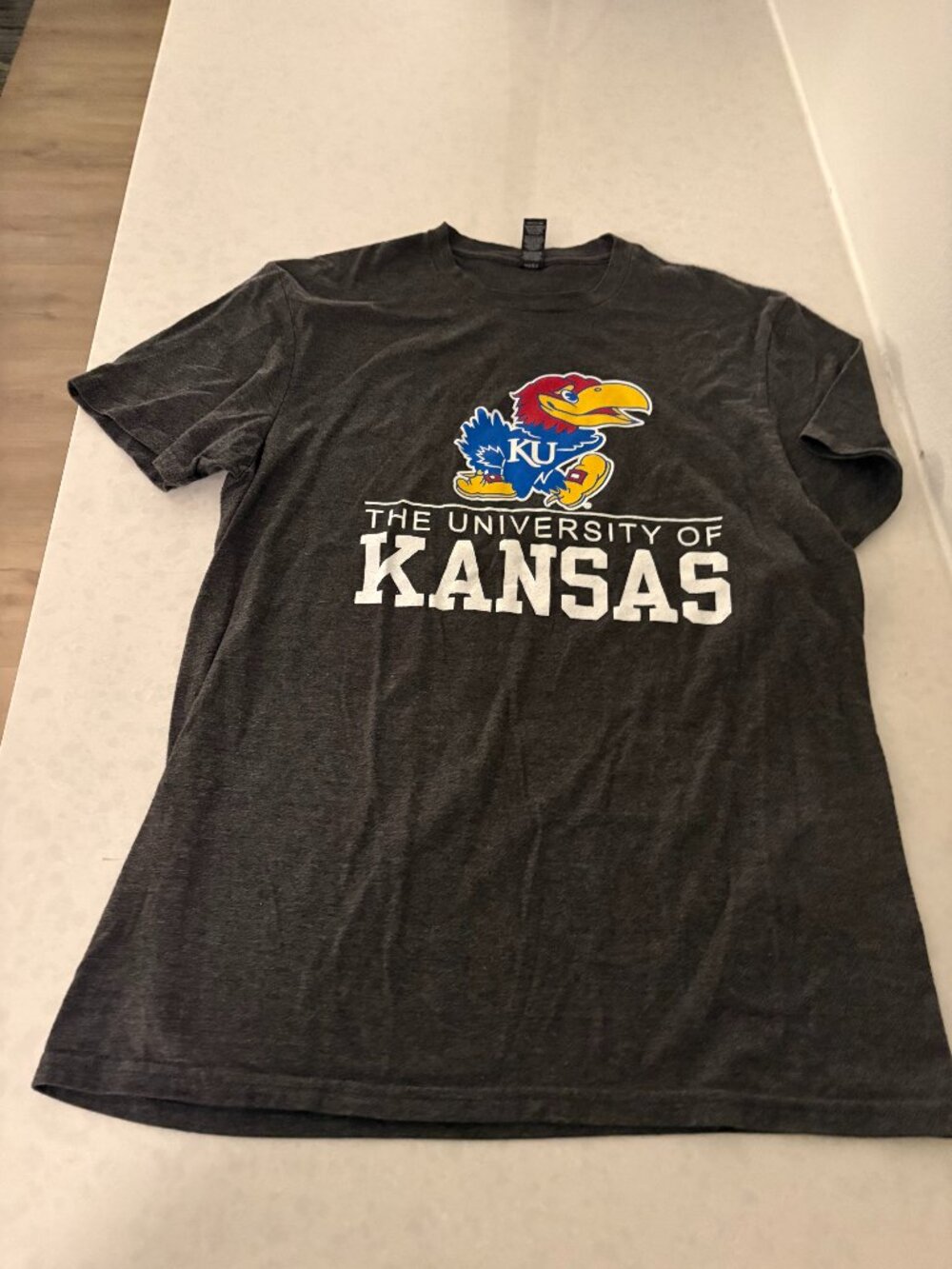 Kansas Jayhawks T Shirt Adult Medium Dark Grey District Short Sleeve Crew Neck